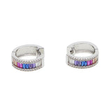 Crystal Rectangle Hoop Earrings Rainbow CZ Wedding Brincos Party