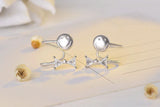 Crystal Bow Smile Face Clip Earrings 925 Silver Fine Jewelry