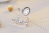 Crystal Bow Smile Face Clip Earrings 925 Silver Fine Jewelry