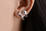 Crystal Bow Smile Face Clip Earrings 925 Silver Fine Jewelry