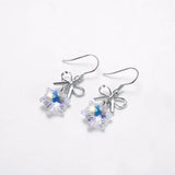 Snowflake Drop Earrings 925 Sterling Silver Women Christmas Jewelry
