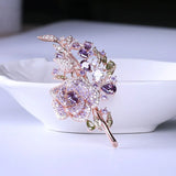 Cubic Zircon Butterfly Feather Flower Brooch Collar Pins