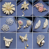 Cubic Zircon Butterfly Feather Flower Brooch Collar Pins
