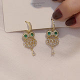 CZ Owl Stud Earrings 14K Plated - Japanese&Korea Style
