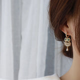 CZ Owl Stud Earrings 14K Plated - Japanese&Korea Style