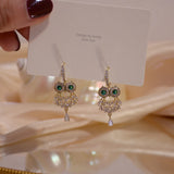 CZ Owl Stud Earrings 14K Plated - Japanese&Korea Style