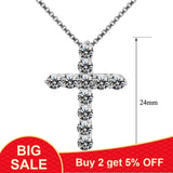 CZ Cross Pendant Necklace 925 Silver Christian Jesus Jewelry Gift
