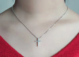 CZ Cross Pendant Necklace 925 Silver Christian Jesus Jewelry Gift