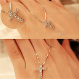 CZ Cross Pendant Necklace 925 Silver Christian Jesus Jewelry Gift