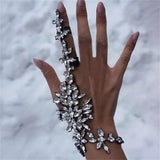 Cubic Zircon Finger Bracelet Charm Hand Chain Ring For Women
