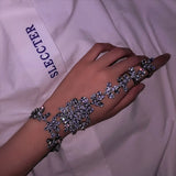Cubic Zircon Finger Bracelet Charm Hand Chain Ring For Women