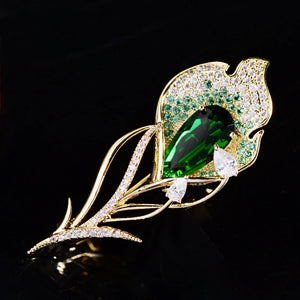Peacock Feather Brooch for Women Shining Female Brooch Corsage Jewelry