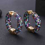 Round Cubic Zircon Big Hoop Earrings Wedding CZ Party Jewelry