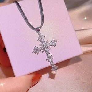 CZ Cross Pendant Necklace for Women Men Daily Jewelry