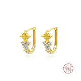 CZ Geometric U Shape Hoop Earrings 925 Sterling Silver Jewelry