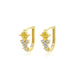 CZ Geometric U Shape Hoop Earrings 925 Sterling Silver Jewelry