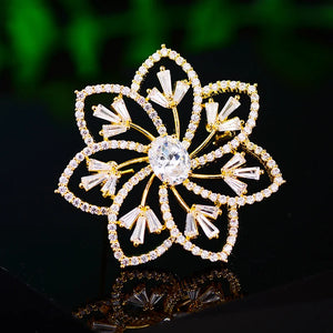 CZ Flower Brooch Pin Gold-plated Creative Jewelry