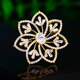 CZ Flower Brooch Pin Gold-plated Creative Jewelry