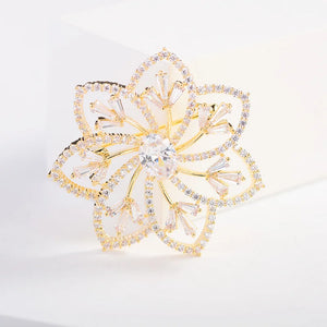 CZ Flower Brooch Pin Gold-plated Creative Jewelry