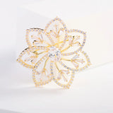 CZ Flower Brooch Pin Gold-plated Creative Jewelry