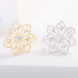 CZ Flower Brooch Pin Gold-plated Creative Jewelry