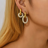 CZ Stainless Steel Hoop Earrings for Women Geometric Jewelry
