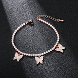 CZ Tennis Bracelet with Butterfly Charms