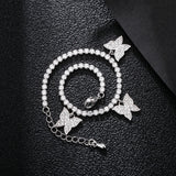 CZ Tennis Bracelet with Butterfly Charms