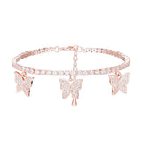 CZ Tennis Bracelet with Butterfly Charms