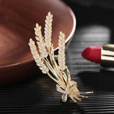 CZ Wheat Ear Brooch Pins for Women Costume Jewelry Wedding Bouquet Corsage Pin
