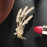 CZ Wheat Ear Brooch Pins for Women Costume Jewelry Wedding Bouquet Corsage Pin