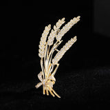 CZ Wheat Ear Brooch Pins for Women Costume Jewelry Wedding Bouquet Corsage Pin