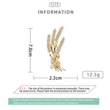 CZ Wheat Ear Brooch Pins for Women Costume Jewelry Wedding Bouquet Corsage Pin
