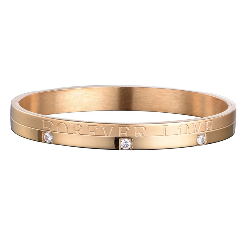 Stainless Steel Carving Couple Bangle Men Women Jewelry Wedding Forever