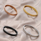 Roman Numeral Steel Bangle Couple Bracelet for Men Women