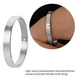 Roman Numeral Steel Bangle Couple Bracelet for Men Women