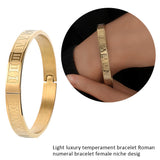 Roman Numeral Steel Bangle Couple Bracelet for Men Women