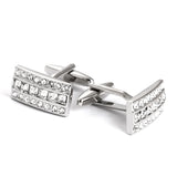 Crystal Square & Round Silver Cufflinks for Men's Party Shirts