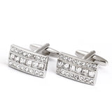 Crystal Square & Round Silver Cufflinks for Men's Party Shirts