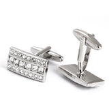 Crystal Square & Round Silver Cufflinks for Men's Party Shirts