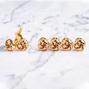 Knots Cufflinks and Shirt Studs Set for Men Dress French Suits Wedding