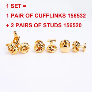 Knots Cufflinks and Shirt Studs Set for Men Dress French Suits Wedding