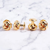 Knots Cufflinks and Shirt Studs Set for Men Dress French Suits Wedding