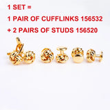 Knots Cufflinks and Shirt Studs Set for Men Dress French Suits Wedding