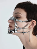 CyberPunk Mask Liquid Silver Earring