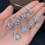 D Moissanite Diamond Flower Platinum Necklace