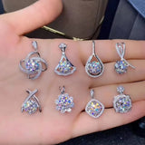 D Moissanite Diamond Flower Platinum Necklace