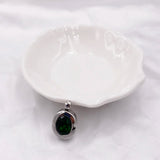 DIY Engagement Green Stone Stainless Steel Oval Pendant