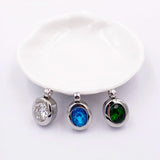 DIY Engagement Green Stone Stainless Steel Oval Pendant