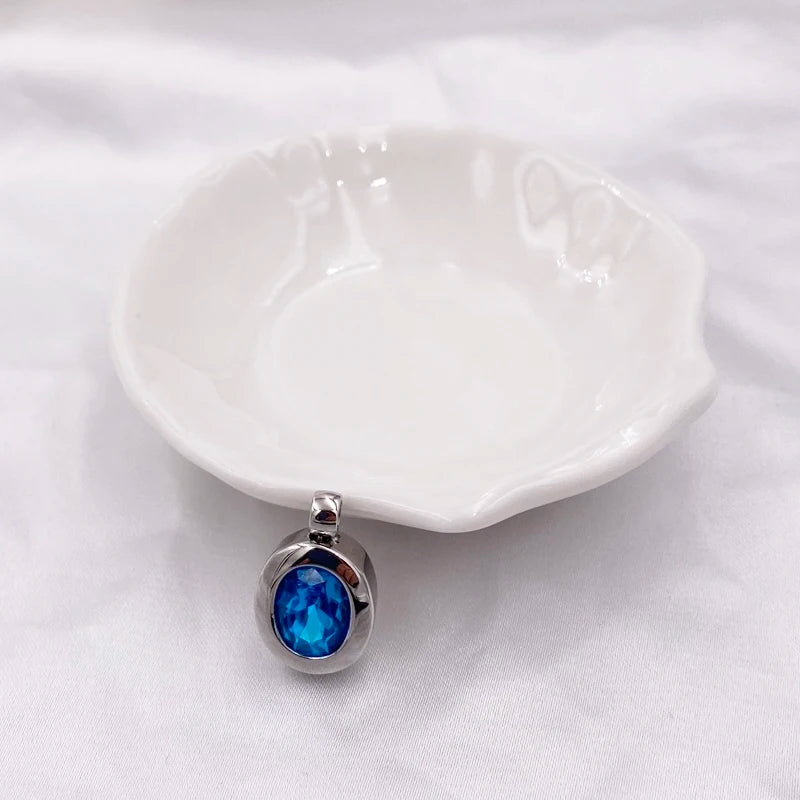 DIY Engagement Green Stone Stainless Steel Oval Pendant